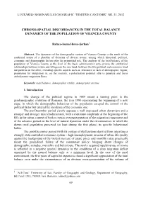 Chrono-Spatial Discordances in the Total Balance Dynamics of the Population of Vrancea County