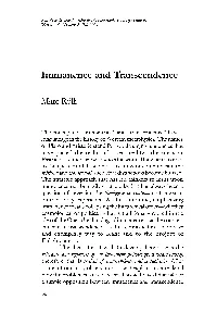 Immanence and Transcendence