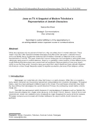 Jews on TV: a Snapshot of Modern Television's Representation Of
