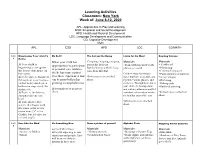 Learning Activities Classroom: New York Week Of: June 8-12, 2020