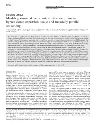 Modeling Cancer Driver Events in Vitro Using Barrier Bypass-Clonal Expansion Assays and Massively Parallel Sequencing