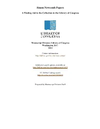Simon Newcomb Papers [Finding Aid]. Library of Congress. [PDF Rendered