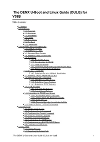 The DENX U-Boot and Linux Guide (DULG) for V38B