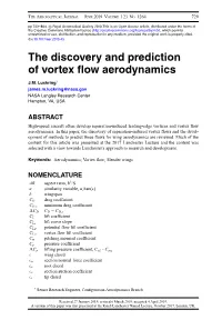 The Discovery and Prediction of Vortex Flow Aerodynamics