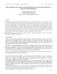 Risk Analysis for the Faculty of Theology Libraries in Terms of Protection Due to Risk and Archive Dimension