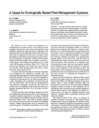A Quest for Ecologically Based Pest Management Systems