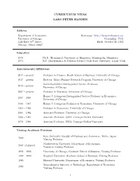 Curriculum Vitae Lars Peter Hansen