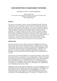 Flow Descriptors of Human Mobility Networks