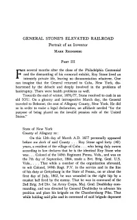 GENERAL STONE's ELEVATED RAILROAD Portrait of an Inventor Mark Reinsberg