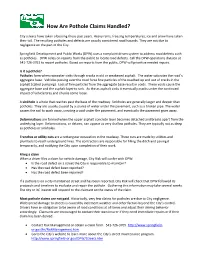 How Are Pothole Claims Handled?