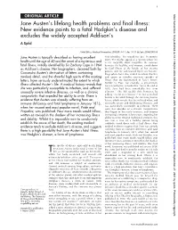 Jane Austen's Lifelong Health Problems And