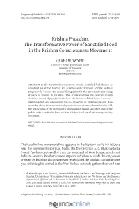 Krishna Prasadam: the Transformative Power of Sanctified Food in the Krishna Consciousness Movement
