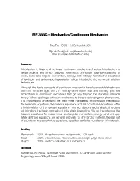 ME 333C - Mechanics/Continuum Mechanics