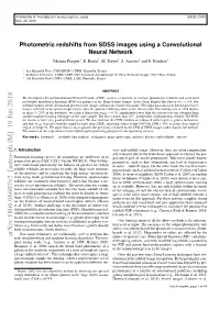 Photometric Redshifts from SDSS Images Using a Convolutional Neural Network Johanna Pasquet1, E