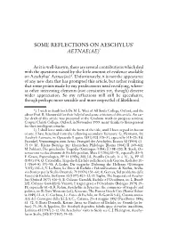Some Reflections on Aeschylus' Aetnae(Ae)*