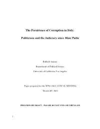 The Persistence of Corruption in Italy