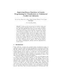Improving Fitness Functions in Genetic Programming for Classification on Unbalanced Credit Card Datasets