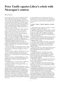 Peter Taaffe Equates Libya's Rebels with Nicaragua's Contras