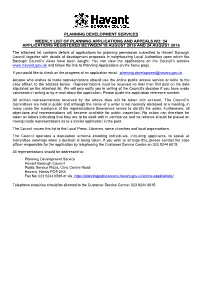 Planning Development Services Weekly List Of