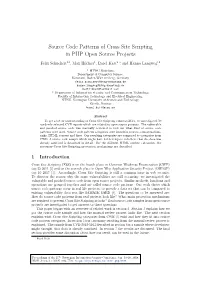 Source Code Patterns of Cross Site Scripting in PHP Open Source Projects