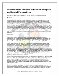 The Worldwide Diffusion of Football: Temporal and Spatial Perspectives
