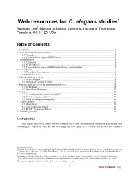 Web Resources for C. Elegans Studies* §