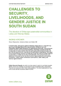 Challenges to Security, Livelihoods, and Gender Justice in South Sudan