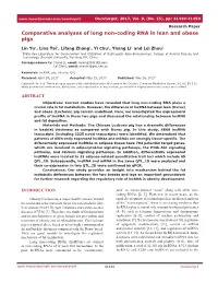 Comparative Analyses of Long Non-Coding RNA in Lean and Obese Pigs