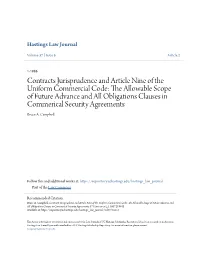 Contracts Jurisprudence and Article Nine of the Uniform Commercial Code