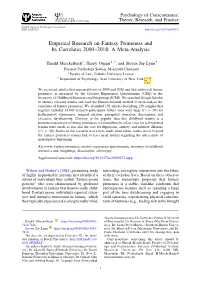 Empirical Research on Fantasy Proneness and Its Correlates 2000–2018: a Meta-Analysis