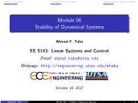 Module 06 Stability of Dynamical Systems