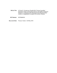 Official Title: a Phase III, Randomized, Double-Blind Placebo-Controlled
