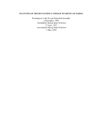 Statutes of the Byzantine Catholic Eparchy of Parma