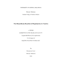 The Biosynthesis Reaction of Hypotaurine to Taurine