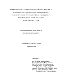 An Annotated Bibliography of Selected Repertoire for Alto