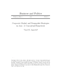Corporate Market and Nonmarket Strategies in Asia: a Conceptual Framework