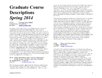 Graduate Course Descriptions Spring 2014