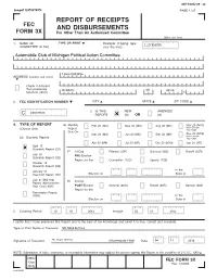 Report of Receipts and Disbursements