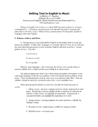 Setting Text in English to Music by Matthew C