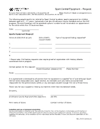 Sport Central Equipment – Request