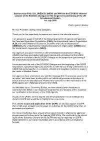 Statement by FAO, ILO, UNESCO, UNIDO and WHO to the ECOSOC