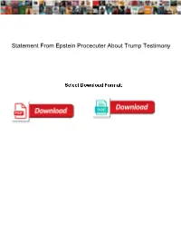 Statement from Epstein Procecuter About Trump Testimony