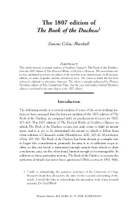 The 1807 Edition of the Book of the Duchess1