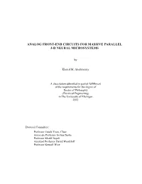 Analog Front-End Circuits for Massive Parallel 3-D Neural Microsystems