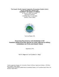 Assessing the Presence and Distribution of 23 Hawaiian Yellow-Faced Bee Species on Lands Adjacent to Military Installations on O‘Ahu and Hawai‘I Island