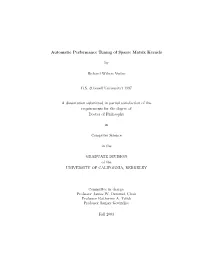 Automatic Performance Tuning of Sparse Matrix Kernels