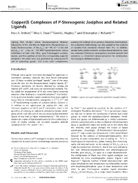 Copper(I) Complexes of P‐Stereogenic Josiphos and Related Ligands