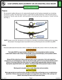 Leaf Spring Replacement on an Existing Axle Beam Ti-345 Axles and Suspension