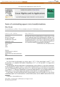 Sums of Commuting Square-Zero Transformations Nika Novak