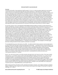 Advanced Scientific Computing Research